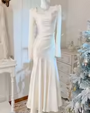 Niulatu Mermaid Square Neckline Light Sky Blue Silk Satin Prom Dresses Sexy Evening Dress HZ1110