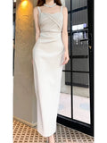 Niulatu Sheath Straps Ankle Length Prom Dresses Simple Evening Dress HZ1110