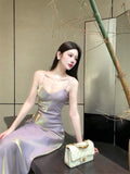 Niulatu A Line Spaghetti Straps Lilac Ankle Length Prom Dresses Simple Evening Dress HZ1110