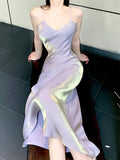 Niulatu A Line Spaghetti Straps Lilac Ankle Length Prom Dresses Simple Evening Dress HZ1110