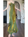 Niulatu Sheath Spaghetti Straps Green Long Prom Dresses HZ1110