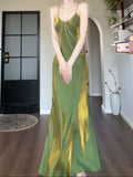 Niulatu Sheath Spaghetti Straps Green Long Prom Dresses HZ1110