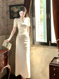 Niulatu Sheath High Neckline Lace Prom Dresses HZ1110