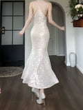 Niulatu Sheath Spaghetti Straps Sleeveless Sequin Prom Dresses Evening Gowns HZ1110