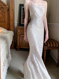 Niulatu Sheath Halter Sequin Long Prom Dresses Sexy Evening Dress HZ1110