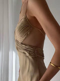 Niulatu Mermaid Spaghetti Straps Champagne Long Prom Dresses Sexy Evening Dress HZ1110