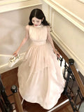Niulatu A Line High Neckline Chiffon Long Prom Dresses Evening Dress HZ1110
