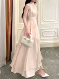 Niulatu A Line High Neckline Chiffon Long Prom Dresses Evening Dress HZ1110