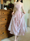Niulatu A Line Strapless Pink Floral Knee Length Prom Dresses Evening Dress HZ1110