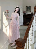 Niulatu A Line Strapless Pink Floral Knee Length Prom Dresses Evening Dress HZ1110