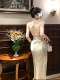 Niulatu Sheath Spaghetti Straps Sleeveless White Long Prom Dresses Evening Dress HZ1110