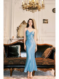 Niulatu Sheath Spaghetti Straps Sleeveless Ice Blue Prom Dresses Evening Dress HZ1110