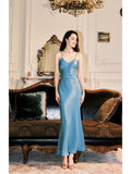 Niulatu Sheath Spaghetti Straps Sleeveless Ice Blue Prom Dresses Evening Dress HZ1110