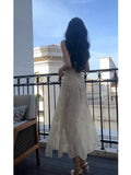 Niulatu A Line V Neckline Ankle Length Lace Prom Dresses Evening Dress HZ1110