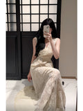 Niulatu A Line V Neckline Ankle Length Lace Prom Dresses Evening Dress HZ1110