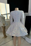 Niulatu V-neck A-line Mini Prom Dress With Beading Homecoming Dresses HZ1110