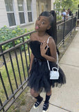 Niulatu Ball Gown 16th Birthday Outfit Hoco Dress Black Short Ruffles Homecoming Dresses HZ1110