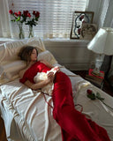 Niulatu Sheath Off The Shoulder Long Red Prom Dresses HZ1110