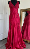 Niulatu Sheath Spaghetti Straps Sleeveless Hot Pink Long Prom Dresses Evening Gowns HZ1110