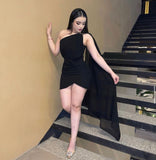 Niulatu Birthday Black Homecoming Dress One Shoulder Tight Short Mini Party Dress HZ1110