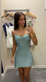 Niulatu Sheath Light Sky Blue Sequin Homecoming Dresses Short Hoco Dress For Teens HZ1110
