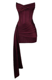 Niulatu Draped Corset Dress Burgundy Homecoming Dresses Party Dress HZ1110