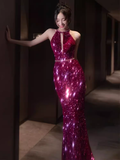 Niulatu Mermaid Scoop Neckline Sequin Prom Dresses Long Birthday Outfits HZ1110