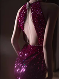Niulatu Mermaid Scoop Neckline Sequin Prom Dresses Long Birthday Outfits HZ1110