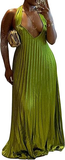 Niulatu A line Halter Ruffles Floor Length Green Prom Dresses Black Girl Prom Gowns HZ1110