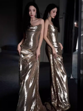 Niulatu Mermaid Strapless Neckline Sequin Prom Dresses Long Birthday Outfits HZ1110