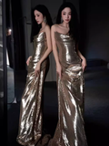 Niulatu Mermaid Strapless Neckline Sequin Prom Dresses Long Birthday Outfits HZ1110