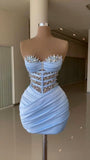 Niulatu 18th Birthday Outfits Sheath Homecoming Dress Short Mini Party Dress With Beads HZ1110