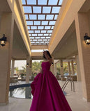 Niulatu Ball Gown Strapless Hot Pink Long Prom Dresses Evening Dress HZ1110