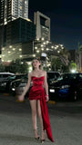 Niulatu Birthday Sheath Sweetheart Red Homecoming Dresses Satin Short Mini Party Dress HZ1110