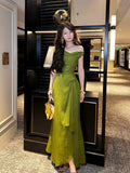 Niulatu A line Off The Shoulder Lace Green Prom Dresses Evening Dress HZ1110