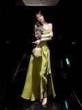 Niulatu A line Off The Shoulder Lace Green Prom Dresses Evening Dress HZ1110