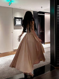Niulatu A line Spaghetti Straps Pink Satin Prom Dresses Formal Evening Dress HZ1110