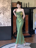 Niulatu Mermaid Spaghetti Straps Green Prom Dresses Evening Dress HZ1110