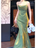 Niulatu Mermaid Spaghetti Straps Green Prom Dresses Evening Dress HZ1110