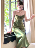 Niulatu Mermaid Spaghetti Straps Green Prom Dresses Evening Dress HZ1110