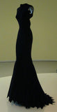 Niulatu Mermaid High Neckline Satin Black Long Prom Dresses Evening Dress HZ1110