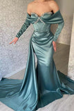 Niulatu Sweetheart Mermaid Prom Dress with Sparkling Rhinestone and Ruffled Sleeves HZ1110