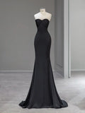 Niulatu Mermaid Sweetheart Satin Long Black Prom Dresses Evening Dress HZ1110