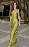 Niulatu Sheath Straps Green Long Prom Dresses Evening Dress HZ1110