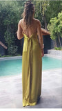 Niulatu Sheath Spaghetti Straps Gold Long Prom Dresses Evening Dress HZ1110