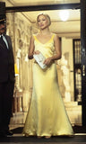 Niulatu Sheath Spaghetti Straps Yellow Satin Long Prom Dresses Evening Dress HZ1110