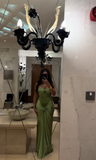 Niulatu Mermaid Sweetheart Sage Green Long Satin Prom Dresses Evening Dress HZ1110