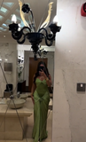 Niulatu Mermaid Sweetheart Sage Green Long Satin Prom Dresses Evening Dress HZ1110