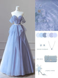 Niulatu Ball Gown Strapless Off The Shoulder Long Lilac Floor Length Long Prom Dresses HZ1110
