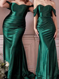 Niulatu Mermaid Off The Shoulder Neckline Short Sleeves Green Prom Dresses Long Evening Dress HZ1110